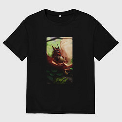 Футболка оверсайз мужская Дракоша, цвет: черный