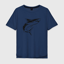 Футболка оверсайз мужская Акула, цвет: тёмно-синий