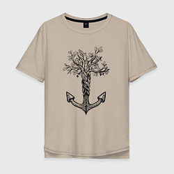 Мужская футболка оверсайз Славянский якорь в виде дерева