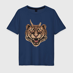 Футболка оверсайз мужская Evil Tiger, цвет: тёмно-синий