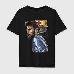 Футболка оверсайз мужская Lionel Messi Barcelona Argentina Striker, цвет: черный