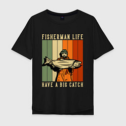 Мужская футболка оверсайз Рыбалка большой улов