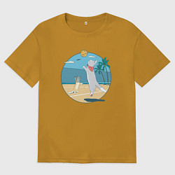 Мужская футболка оверсайз Cat Volleyball