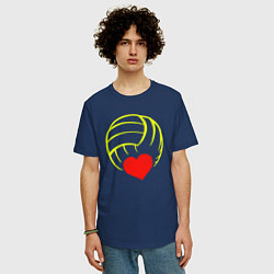 Футболка оверсайз мужская Volleyball Heart, цвет: тёмно-синий — фото 2