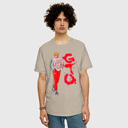 Футболка оверсайз мужская Онидзука крутой учитель, цвет: миндальный — фото 2