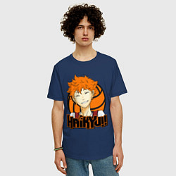 Футболка оверсайз мужская Haikyu Улыбка Хинаты, цвет: тёмно-синий — фото 2
