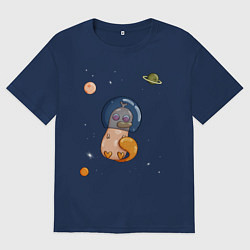 Мужская футболка оверсайз Утконос и космос