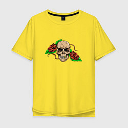 Футболка оверсайз мужская Череп и розы, цвет: желтый