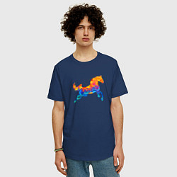 Футболка оверсайз мужская Конь цветной, цвет: тёмно-синий — фото 2