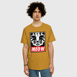 Футболка оверсайз мужская Meow Obey, цвет: горчичный — фото 2