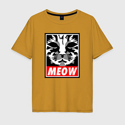 Футболка оверсайз мужская Meow Obey, цвет: горчичный