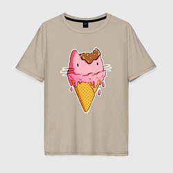 Мужская футболка оверсайз Cat Ice Cream