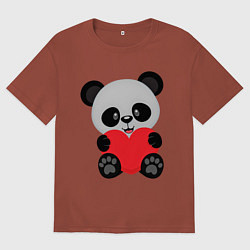 Футболка оверсайз мужская Love Панда, цвет: кирпичный