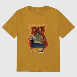 Футболка оверсайз мужская Замученный уставший, цвет: горчичный
