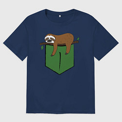 Футболка оверсайз мужская Ленивец, цвет: тёмно-синий