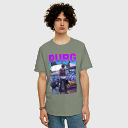 Футболка оверсайз мужская PUBG NEON ПУБГ НЕОН Z, цвет: авокадо — фото 2