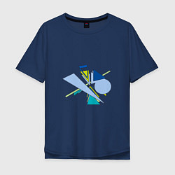 Футболка оверсайз мужская Динамическая абстракция, цвет: тёмно-синий