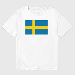 Футболка оверсайз мужская Швеция Флаг Швеции, цвет: белый