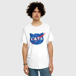 Футболка оверсайз мужская Cats NASA, цвет: белый — фото 2