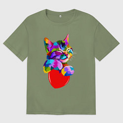 Мужская футболка оверсайз РАДУЖНЫЙ КОТИК RAINBOW KITTY