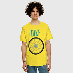Футболка оверсайз мужская Велосипед, колесо, цвет: желтый — фото 2