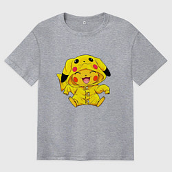 Мужская футболка оверсайз Милый пикачу