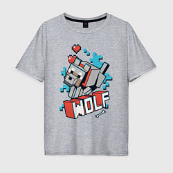 Мужская футболка оверсайз Майнкрафт Волк, Minecraft Wolf