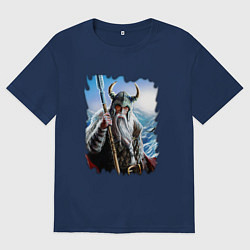 Футболка оверсайз мужская Путешествие викинга, цвет: тёмно-синий