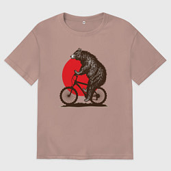 Мужская футболка оверсайз Медведь на велосиеде