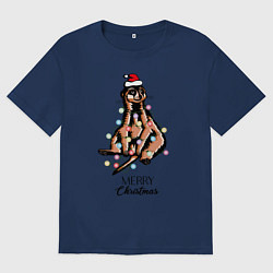 Мужская футболка оверсайз Сурикат новогодний