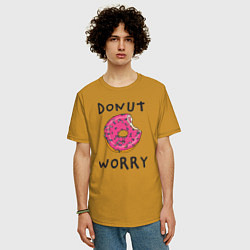 Футболка оверсайз мужская Не беспокойся Donut worry, цвет: горчичный — фото 2