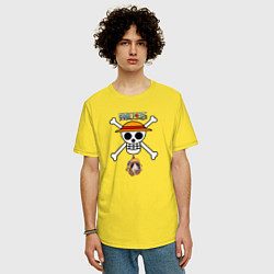Футболка оверсайз мужская Веселый Роджер Луффи One Piece, цвет: желтый — фото 2
