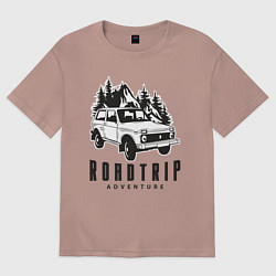 Футболка оверсайз мужская Niva roadtrip, цвет: пыльно-розовый