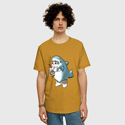 Футболка оверсайз мужская Котоакула, цвет: горчичный — фото 2