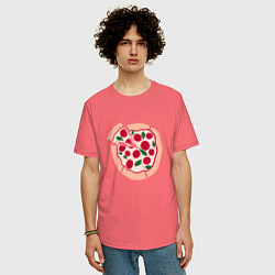 Футболка оверсайз мужская Пицца и ломтик, цвет: коралловый — фото 2