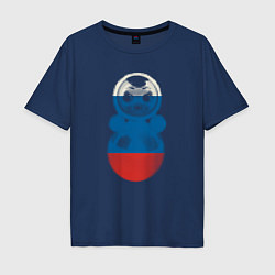 Футболка оверсайз мужская Неваляшка триколор, цвет: тёмно-синий