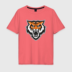 Футболка оверсайз мужская Tigers Team, цвет: коралловый