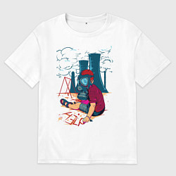 Мужская футболка оверсайз Мальчик в противогазе