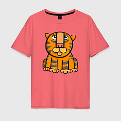 Футболка оверсайз мужская Funny Tiger, цвет: коралловый