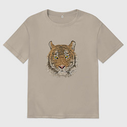 Футболка оверсайз мужская Тигр, цвет: миндальный