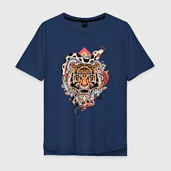 Мужская футболка оверсайз Тигр и Змея