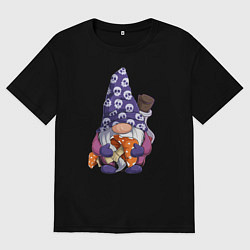 Футболка оверсайз мужская Гном с мухомором, цвет: черный