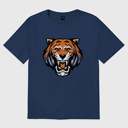 Футболка оверсайз мужская Tiger Roar, цвет: тёмно-синий