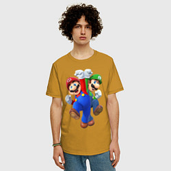 Футболка оверсайз мужская Mario Bros, цвет: горчичный — фото 2