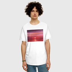 Футболка оверсайз мужская Сочный закат на море, цвет: белый — фото 2