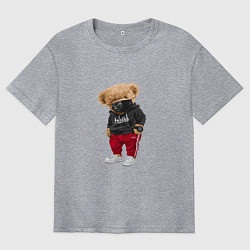 Мужская футболка оверсайз Крутой медвежонок в спортивках