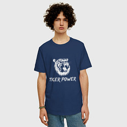 Футболка оверсайз мужская Power of Tiger, цвет: тёмно-синий — фото 2