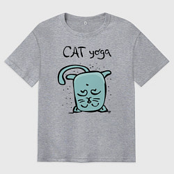 Мужская футболка оверсайз Кот и йога