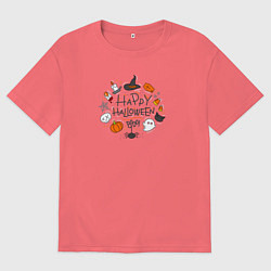 Мужская футболка оверсайз Happy Halloween! Boooo!!!