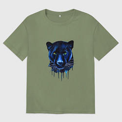 Футболка оверсайз мужская Голова пантеры потекшая краска, цвет: авокадо